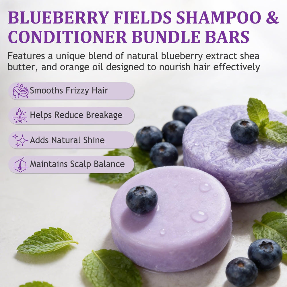 Blueberry Fields Conditioner Bar massaged into scalp for revitalized hair