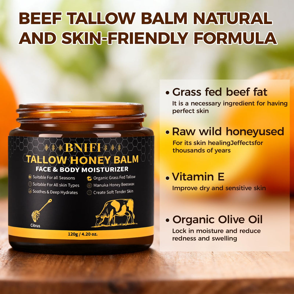 BNIFI balm ingredients honey, beeswax, olive oil for skin nourishment.