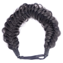 BOBIYA headband uses heat-resistant synthetic fibers resembling real hair for a natural look.
