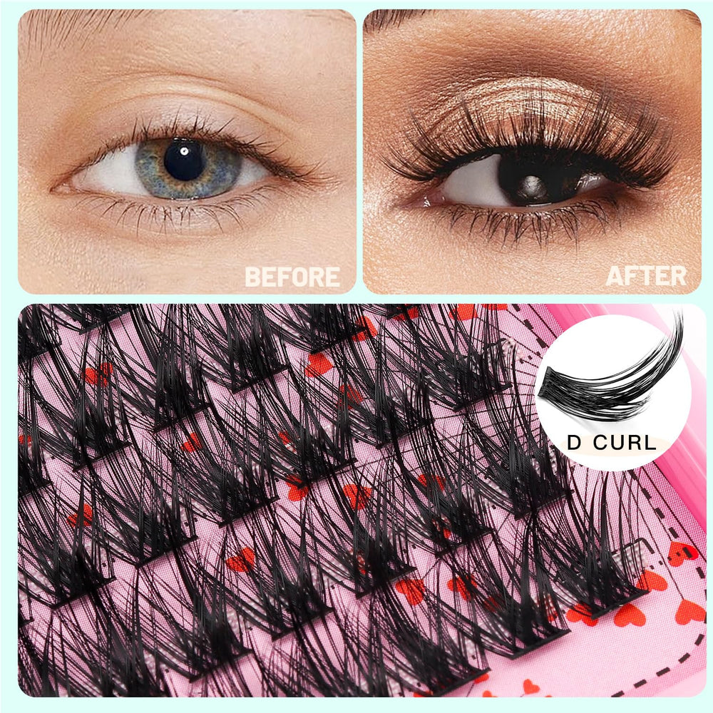 Bodermincer lashes clusters 14-16-18mm mixed for fuller volume.