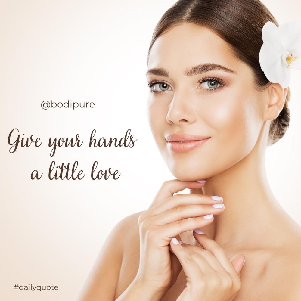 Bodipure Keratin Gloves visible on hands for smoother skin.