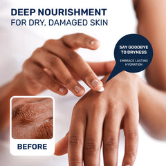 Body Art Hand repair application demonstrates smooth, non-greasy absorption.