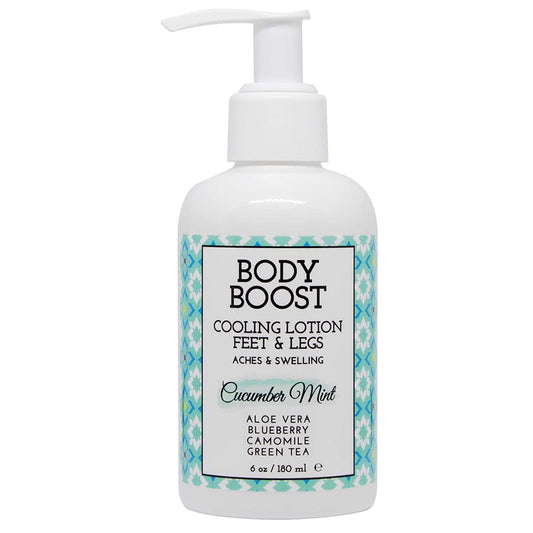 Body Boost Cooling Lotion bottle front view for soothing, pregnancy-safe relief.