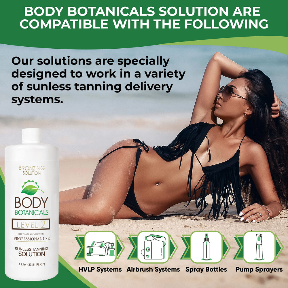 Body Botanicals sunless tanning solution airbrush compatibility supports professional use.