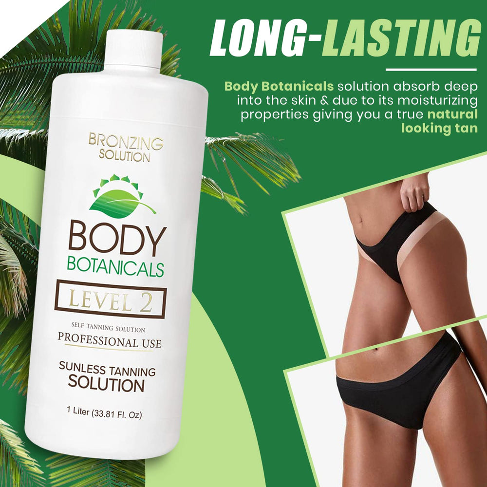 Body Botanicals sunless tanning solution with seven essential oils nourishes and hydrates.