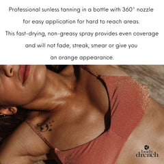 Body Drench Quicktan bronze tint on skin, quick-dry finish