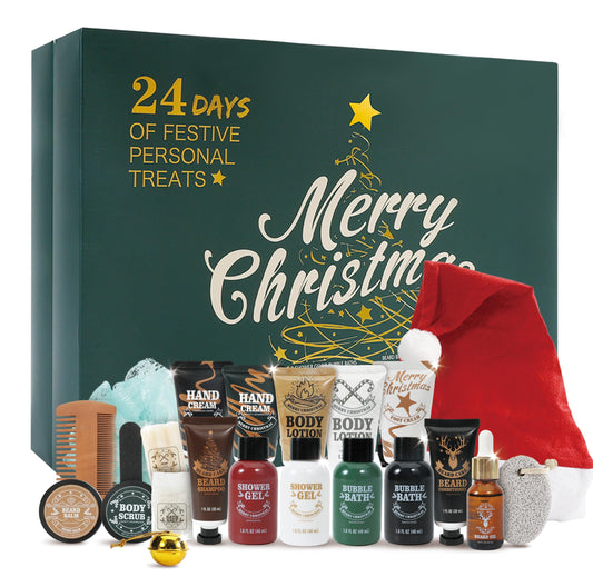 BODY & EARTH 2025 Advent Calendar for Men gift box, ideal for festive grooming countdown.