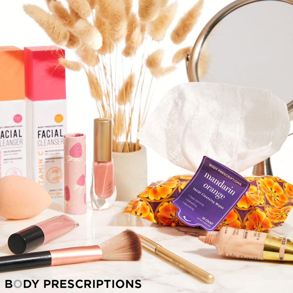 Body Prescriptions travel-friendly 30-wipe pack keeps skin refreshed