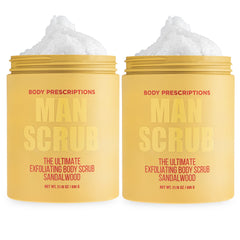 Body Prescriptions men's exfoliating scrub in a jar with twist-top for easy use.