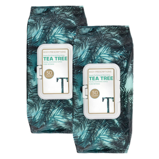 Body Prescriptions tea tree makeup cleansing wipes for easy makeup removal on the go.