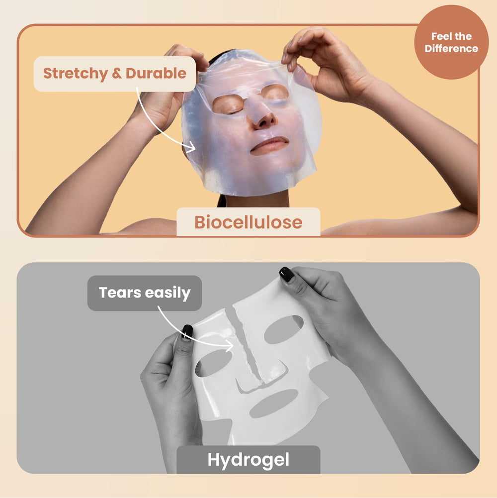 Body Restore mask close-up highlights the bio-gel texture and gentle renewal