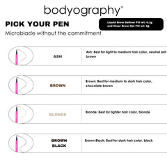 Bodyography Epic Brow Liquid Definer pen close-up enables precise hair-like strokes.