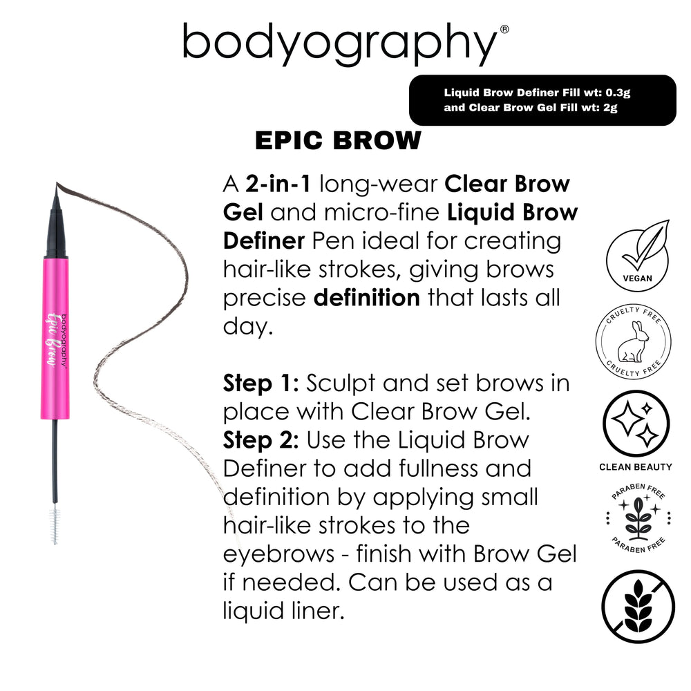 Close-up tip of Epic Brow pen shows ultra-fine precision for detailing brows.