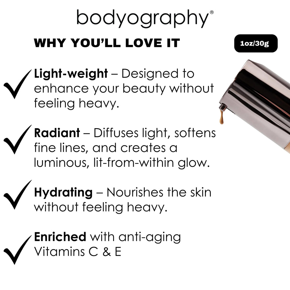 Bodyography Velvet Finish Foundation texture for smooth, even coverage.