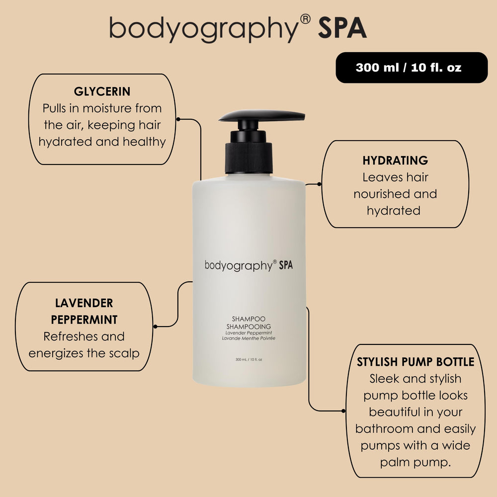 Bodyography Spa Shampoo lavender peppermint fragrance enhances spa like aroma