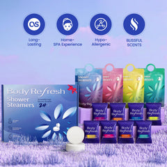 BodyRefresh mint shower steamer front view activates refreshment and focus.