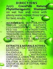 Ingredient visuals showing plant extracts contributing to hair health.