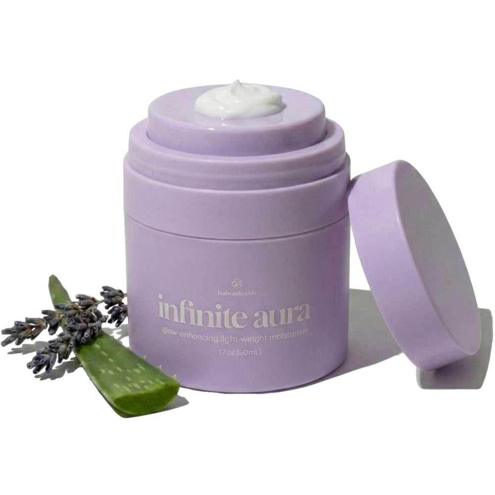 Bohemia Skin Infinite Aura press-top jar dispensing a precise dose for mixing