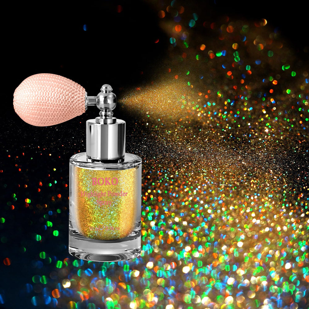 Boko Body Glitter Spray adds holographic gold shine to skin for radiant glow