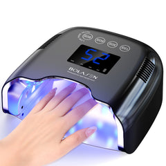 BOLASEN cordless UV nail lamp front view with reflective surface for stylish home use