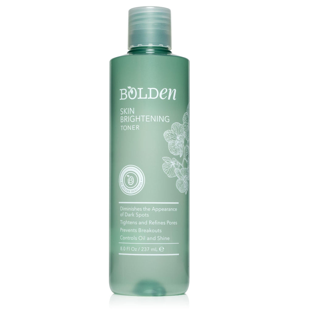 Bolden Skin Brightening Toner bottle on a clean vanity for balanced oil and glow