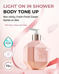 BOM Light On In-Shower wet-skin application for effortless hydration during shower.
