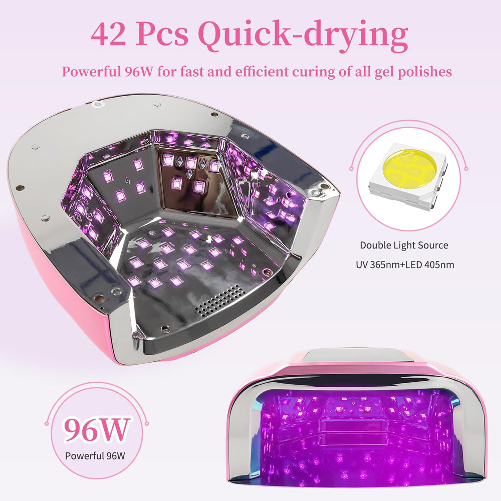 BOMOQING 96W nail lamp LCD display shows timer and power