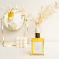 Bonblissity Nourishing Body Oils at elbows and knees showing targeted hydration