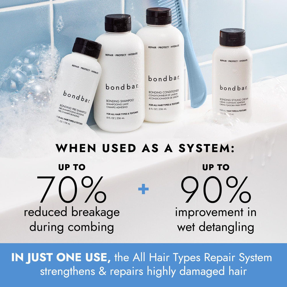 Bondbar Bonding Essential Kit before-after hair view shows improved manageability.