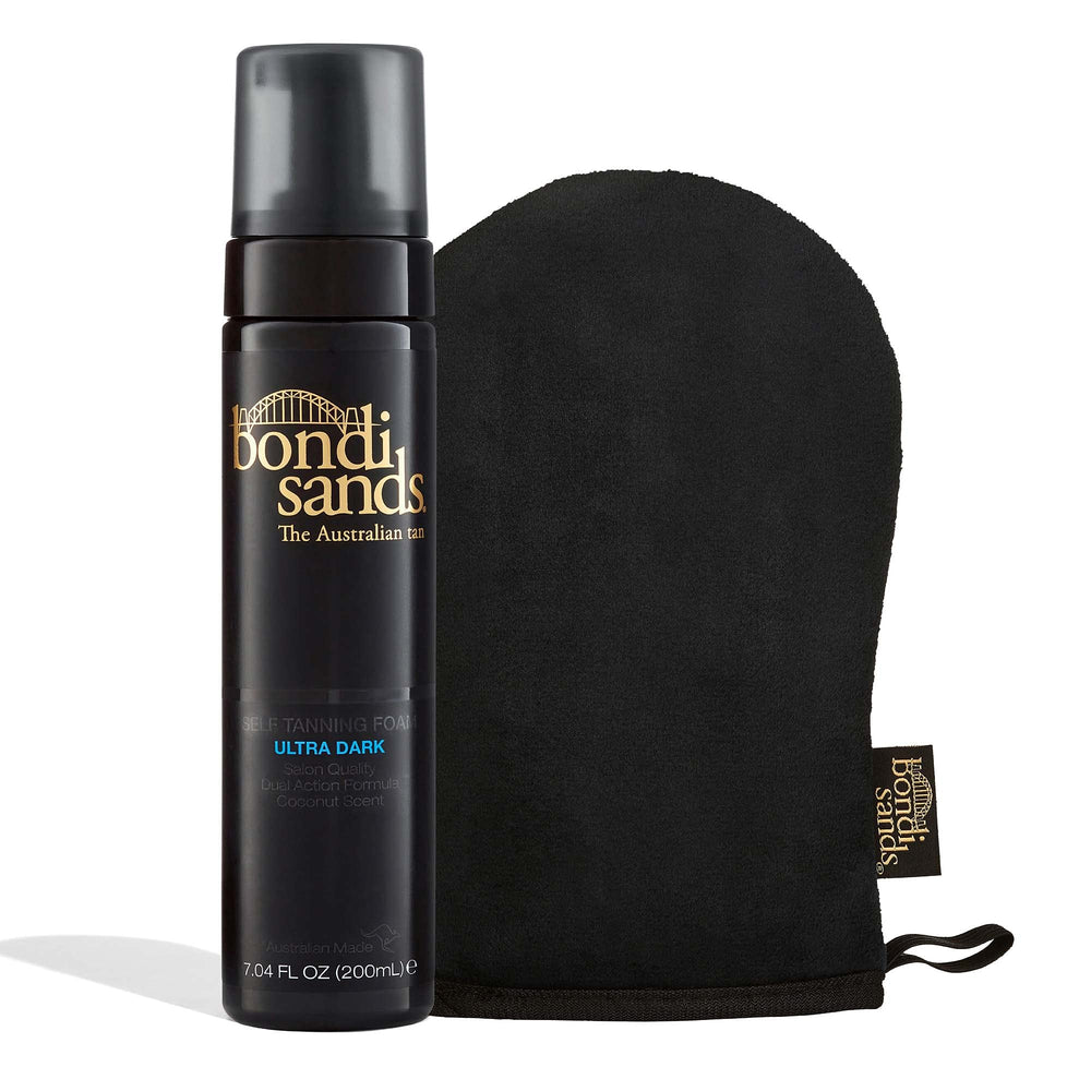 Bondi Sands Ultra Dark Foam bottle illustrating a lightweight, easy-to-apply bronzed finish.