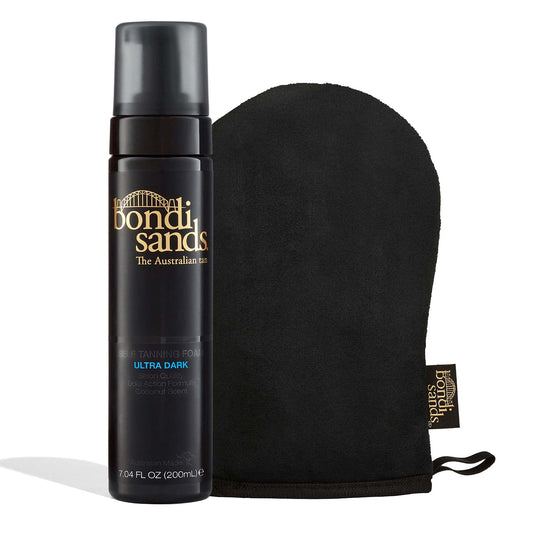 Bondi Sands Ultra Dark Foam bottle illustrating a lightweight, easy-to-apply bronzed finish.