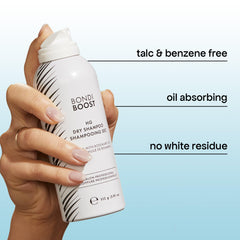 BondiBoost HG Dry Shampoo being applied to roots for quick refresh.