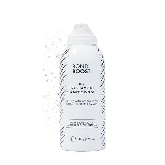 BondiBoost HG Dry Shampoo bottle with rosemary for oil absorption and fresh roots.