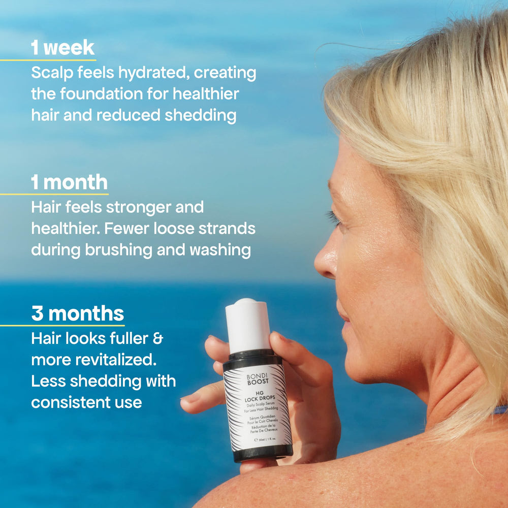 Before and after fuller hair with BondiBoost HG Lock Drops