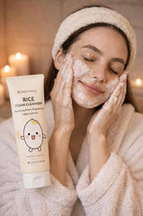 Bonny Hill Rice Foam Cleanser foam cushions while removing impurities and preserving moisture