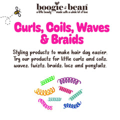 Boogie and Bean detangling action demonstrates smooth, tangle-free curls
