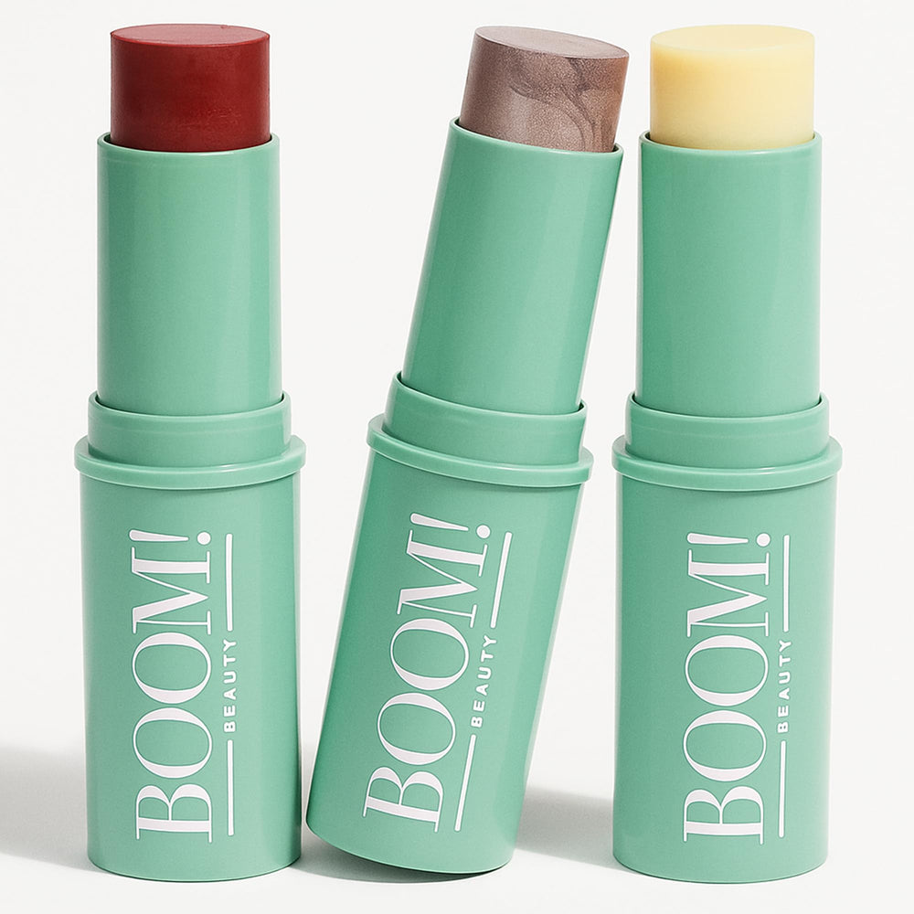 BOOM! Boomstick Trio Glo Moisturizer hydrates dry skin on the go.