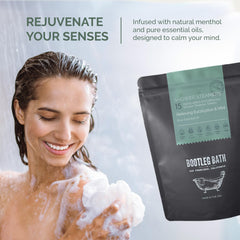 Bootleg Bath menthol crystal detail shows natural activation for a cooling mist