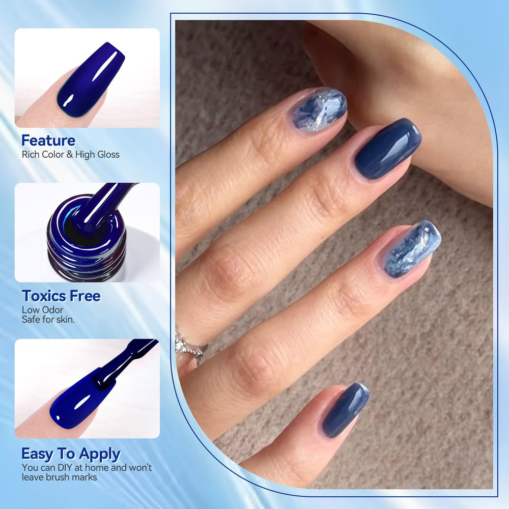 Born Pretty deep navy gel polish offers rich color for everyday wear.