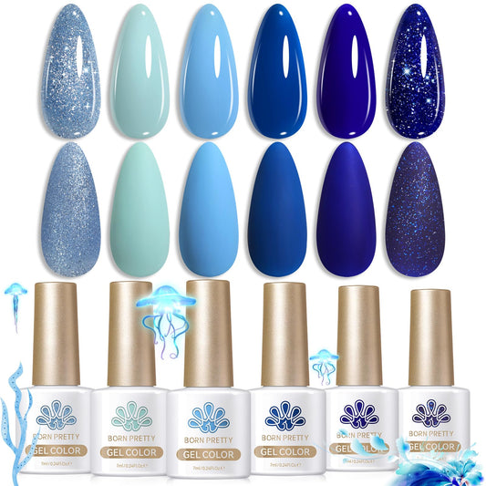 Born Pretty night sky glitter gel polish adds deep, shimmering color for evenings.