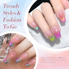 Born Pretty rainbow glitter cat-eye gel close-up shows color shift.