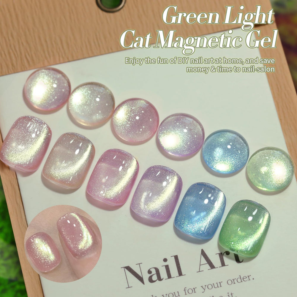 Born Pretty gel nails show magnetic cat-eye effect for depth and shine