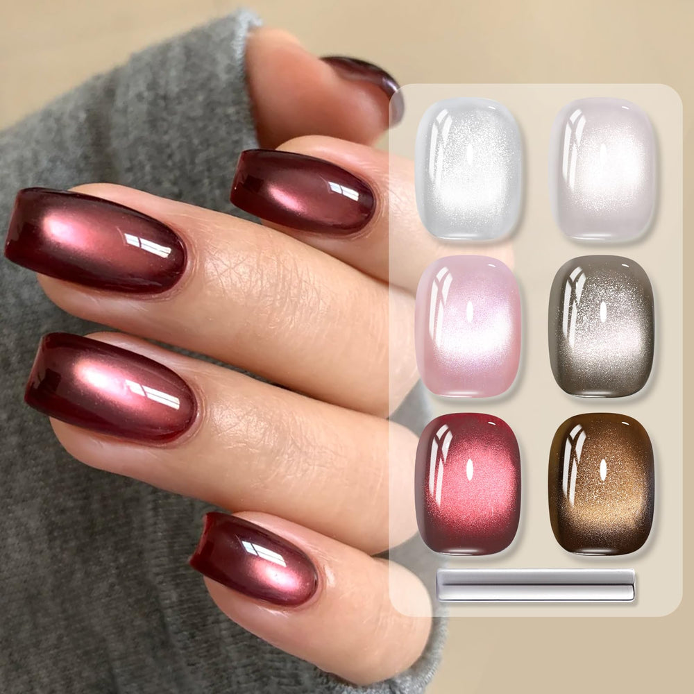 Born Pretty Cat Magnetic Eye Gel Nail Polish pink swatch with vibrant shimmer and smooth finish