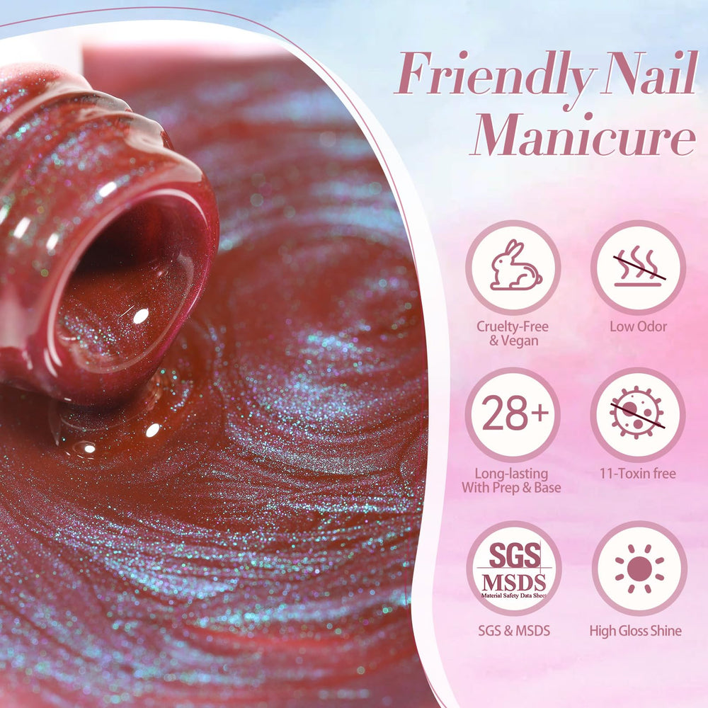 Born Pretty aurora nails on display show sparkling color shift.