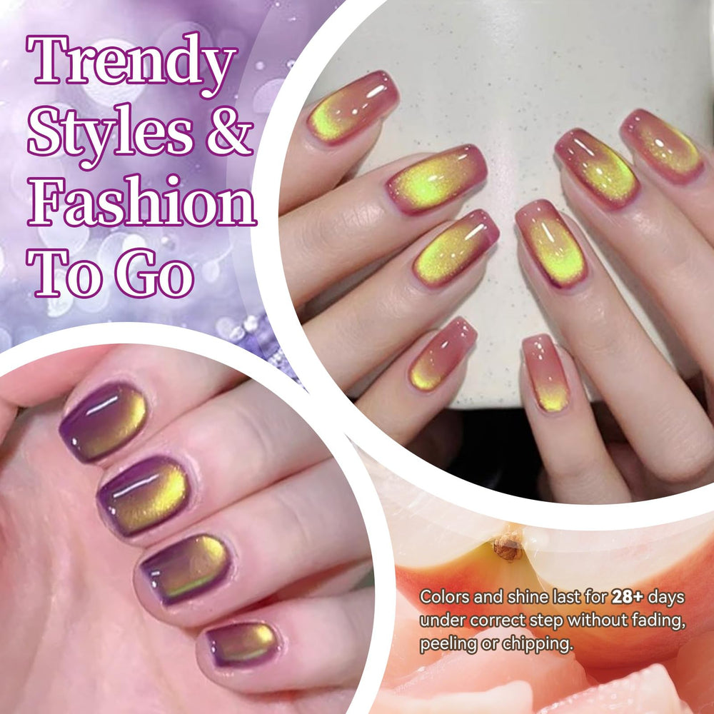 Born Pretty Fruit Cat Eye Grape Purple gel polish with bold color and magnetized shine