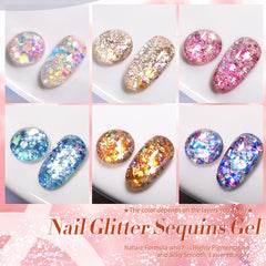 Born Pretty glitter sequins gel polish blue shimmer adds bold color for festive nails.