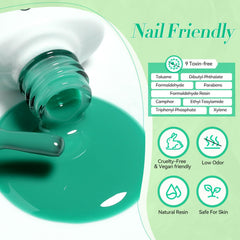 Born Pretty green gel nail polish brush-on application close-up for precision
