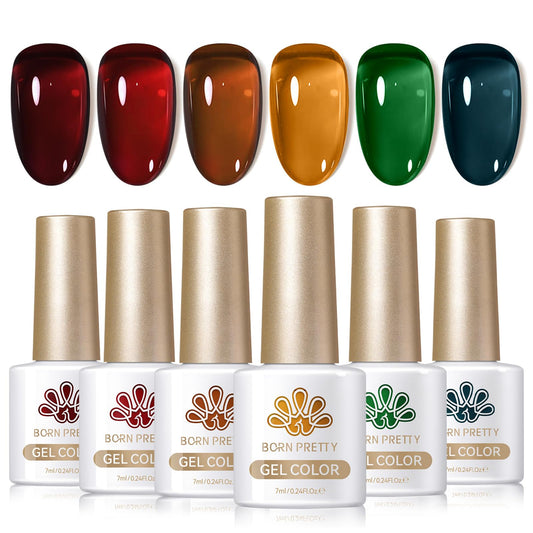 Born Pretty jelly gel nail polish brown for translucent manicure options.