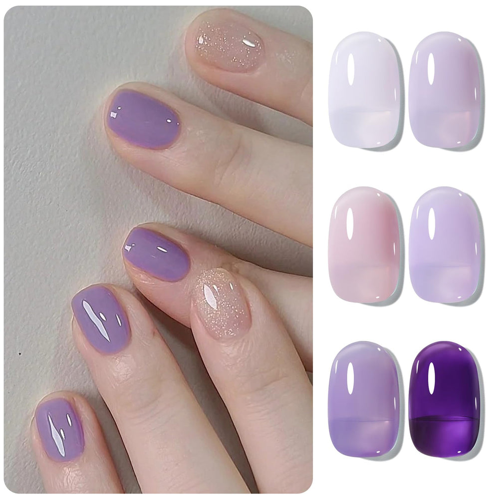 Born Pretty Jelly Purple Gel Nail Polish brush stroke showcasing color depth for rich look