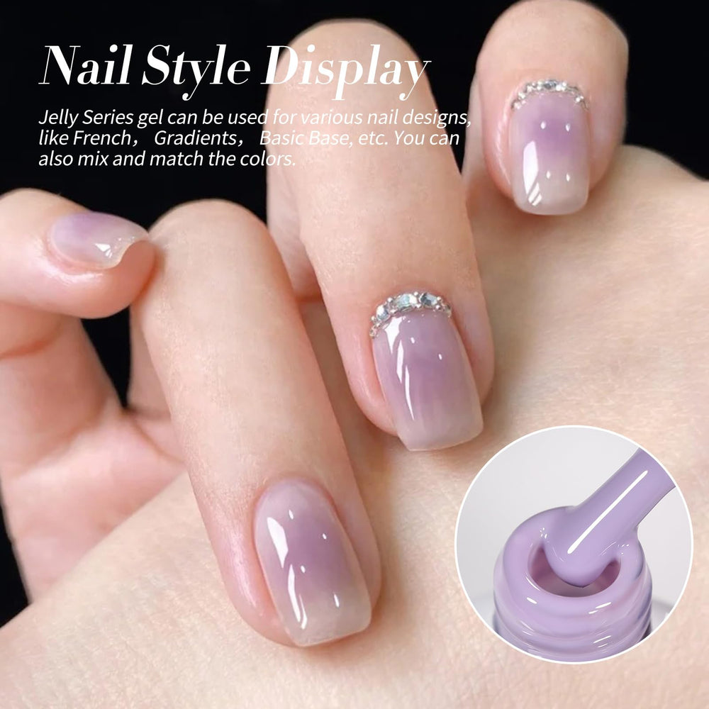 Born Pretty Jelly Purple Gel Nail Polish detailed pigmentation on a nail wheel for quick preview